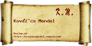 Kovács Mendel névjegykártya